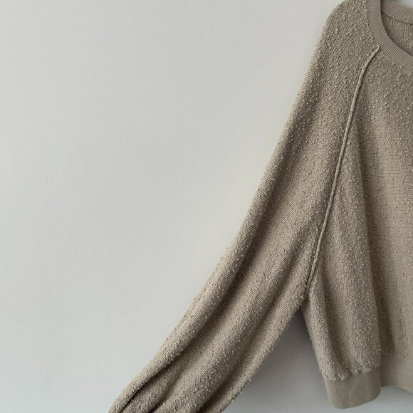 Free People Found My Friend Knit Balloon Sleeve Casual Pullover Sweater Cream XS - Picture 4 of 9